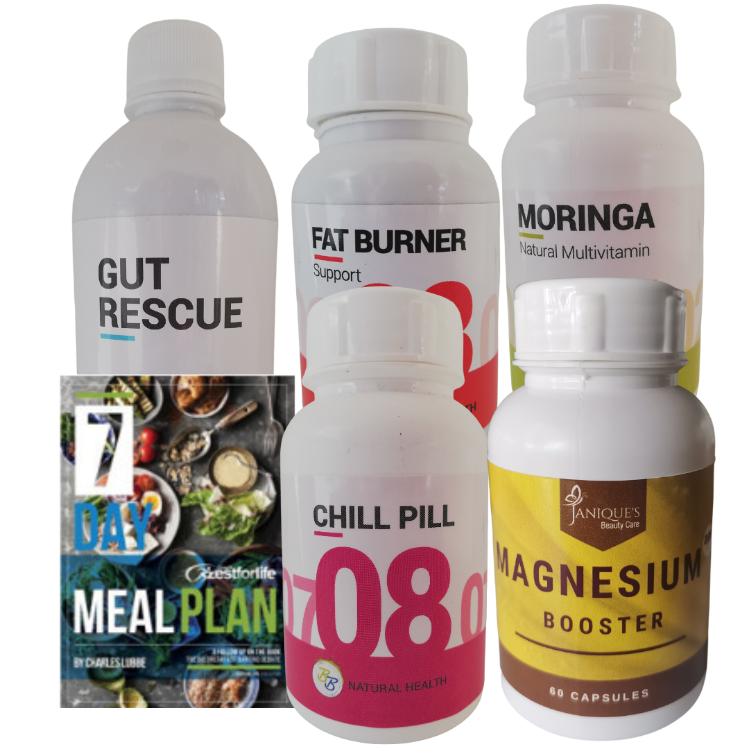 Value Pack: Gut Rescue, Moringa, Chill Pill, Fat Burner, Mag Booster and 7 Day Meal plan ebook